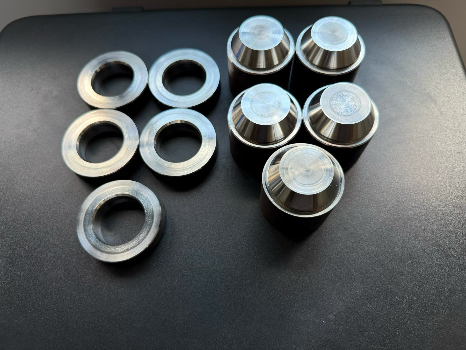 Hardfaced valve seat samples specified at HRC 50+ for erosive and corrosive service